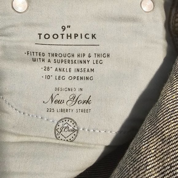 J.Crew New 9” Toothpick Jeans SZ 26 - Picture 6 of 7